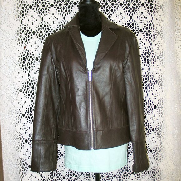 Dark Chocolate Spring/Fall leather Jacket L0026 - Picture 1 of 2